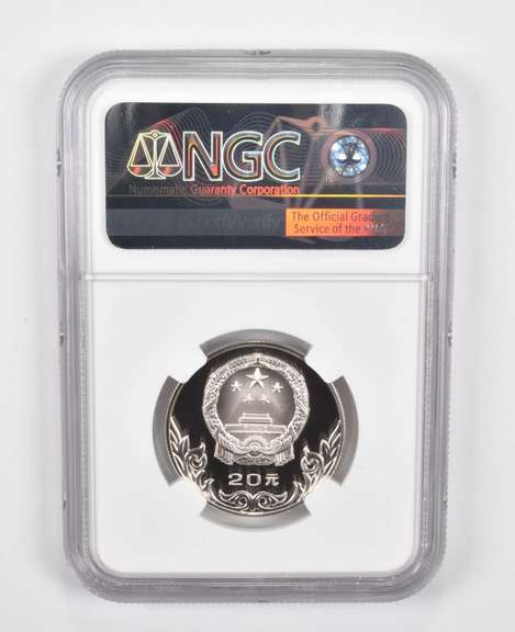 PF69UCAM 1980 China 20 Yuan Silver Coin Moscow Olympics Wrestling NGC