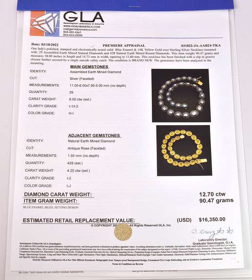 Darling 12.70CTW Diamond Necklace in Gold Plated Sterling Silver