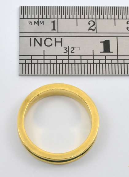 Practical 18k Stackable Band with Green Enamel