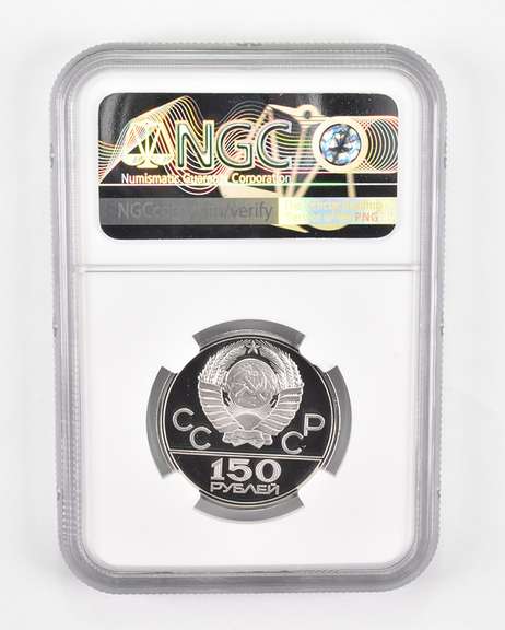 PF70UCAM 1979(L) USSR 150 Platinum Rubles Moscow Olympics - NGC