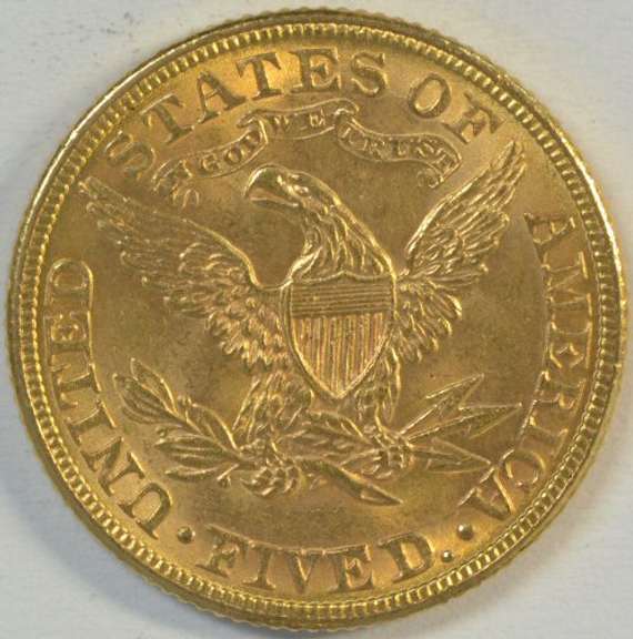 Fresh BU 1882 US $5 Liberty Gold Piece. Full strike.