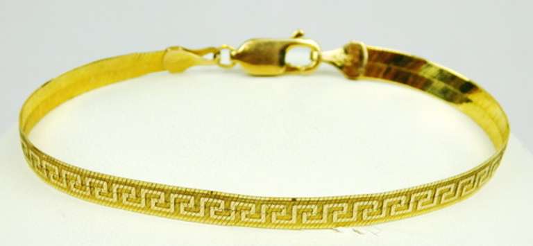 10K Greek Key Herringbone Bracelet
