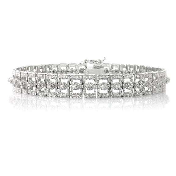 Diamond Accent Rectangle Link Bracelet