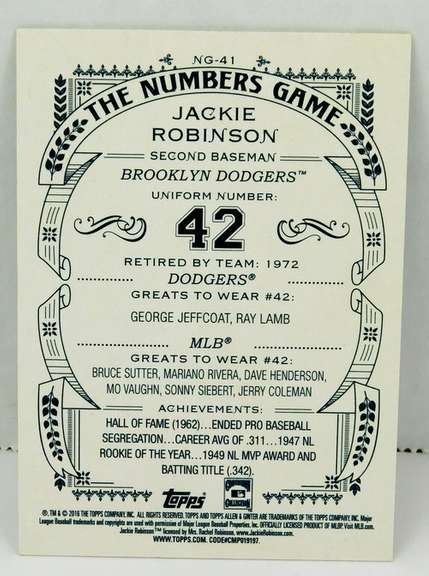 Jackie Robinson 2016 Topps Allen & Gunter Baseball Card