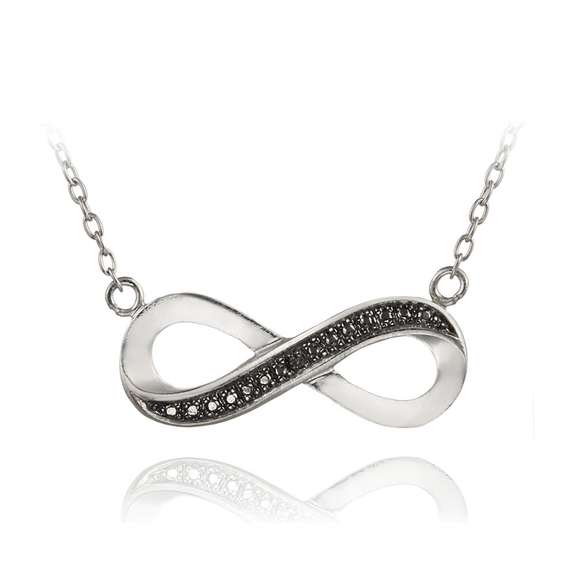 Sterling Silver Black Diamond Accent Infinity Necklace, 18"