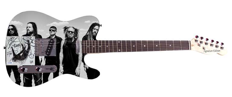 Korn Autographed Signed Full Band Photo Custom Graphics Photo Guitar