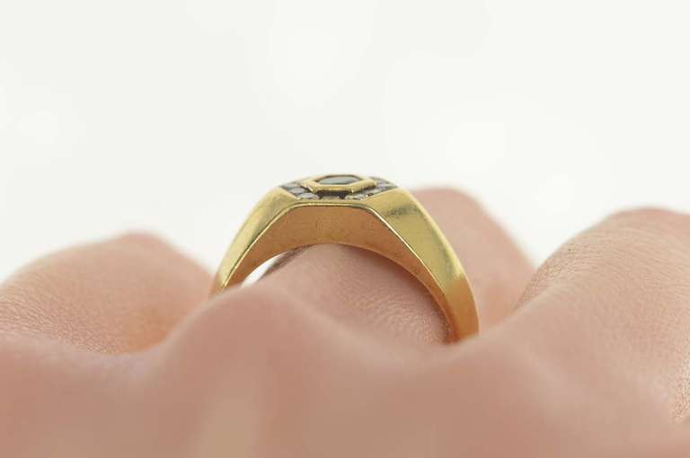 14K Yellow Gold 0.50 Ctw Natural Emerald Diamond Honeycomb Ring