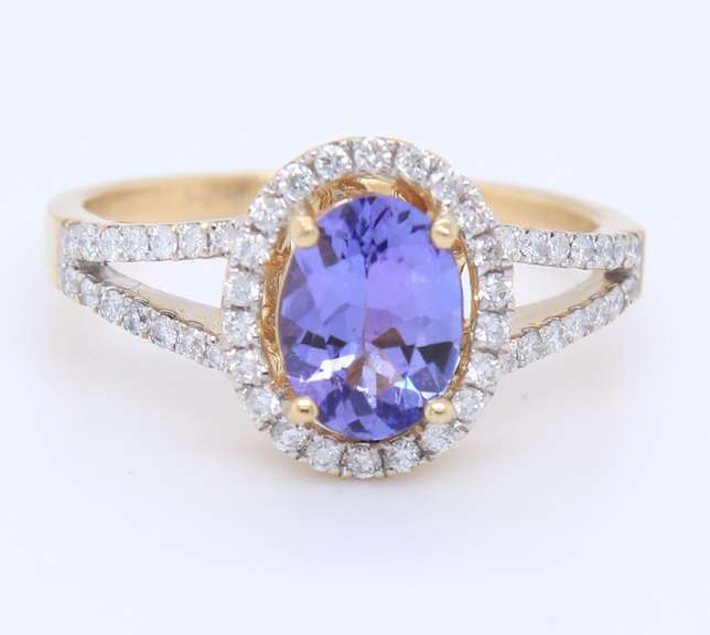 14kt Yellow Gold, Tanzanite, & Diamond Ring