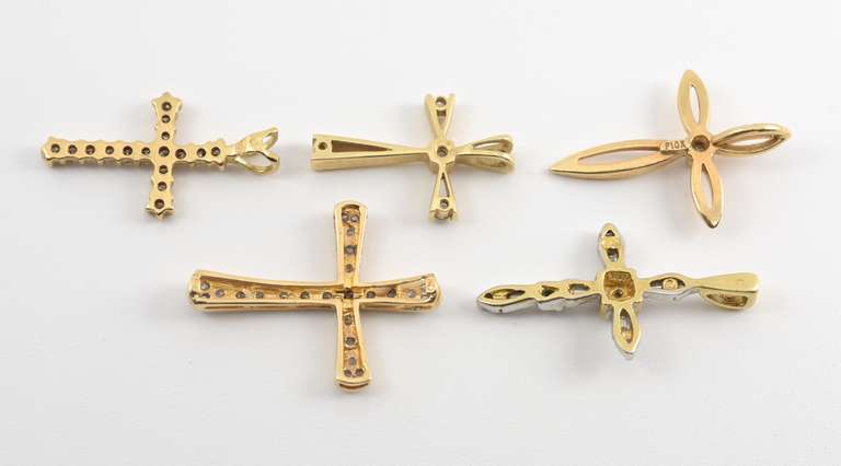 Group of 5 Diamond Cross Pendants