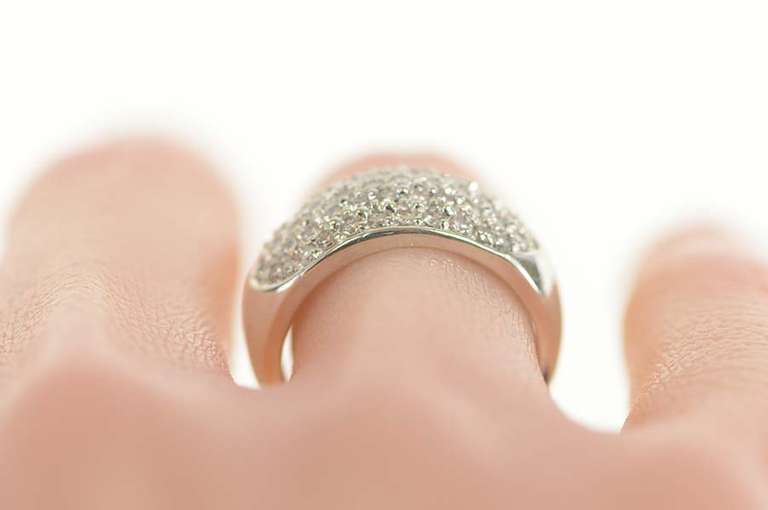 14K White Gold 1.30 Ctw Pave Diamond Rounded Band Ring