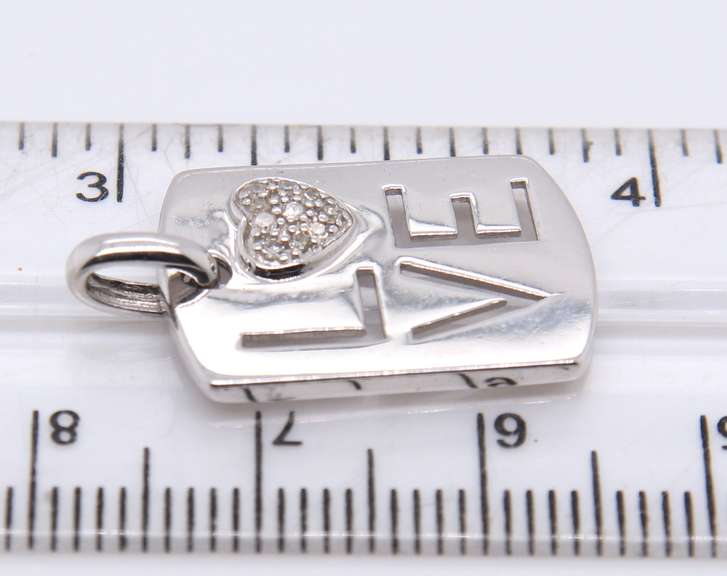 Charming White Gold Love Diamond Pendant