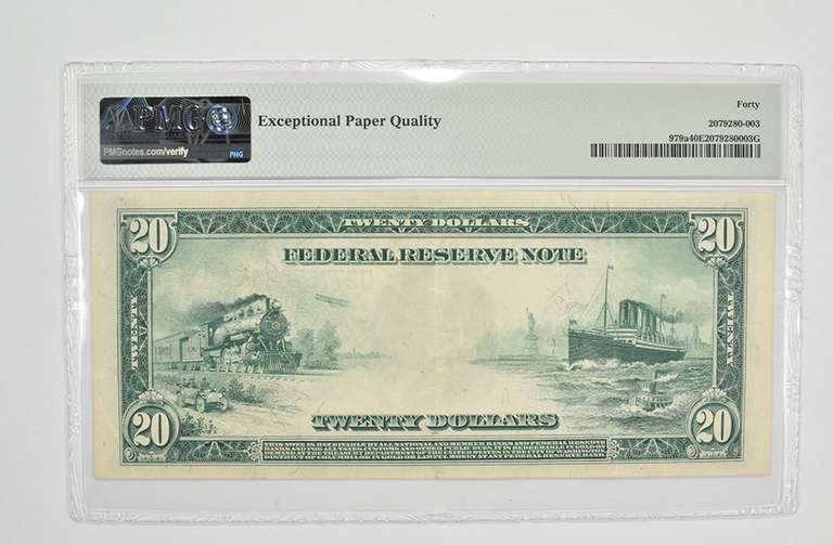 $20 1914 Cleveland, OH Federal Reserve Note - PMG - 40 EPQ XF Fr# 979a