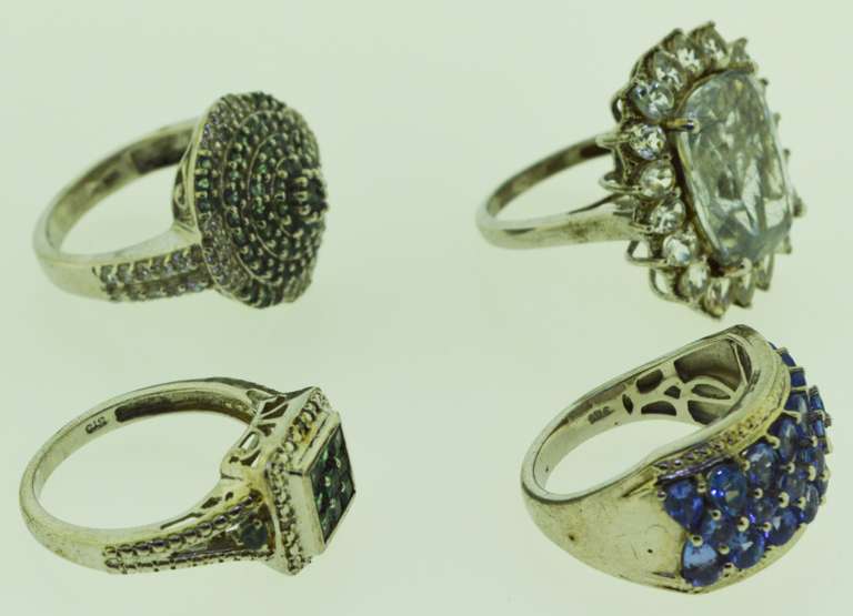 Sterling Silver Mixed Gemstone Rings Lot