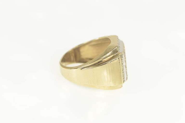 10K Yellow Gold 0.75 Ctw Pave Diamond Square Men's Ring