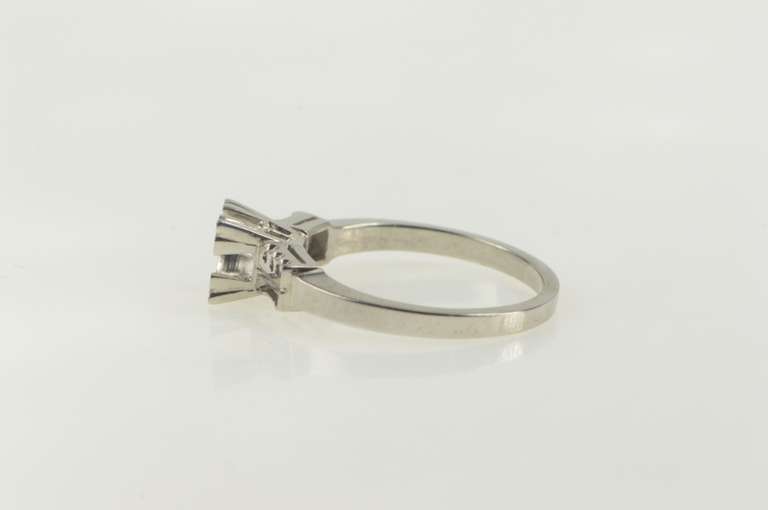 14K White Gold Vintage NOS 1950's 4.7mm Engagement Setting Ring