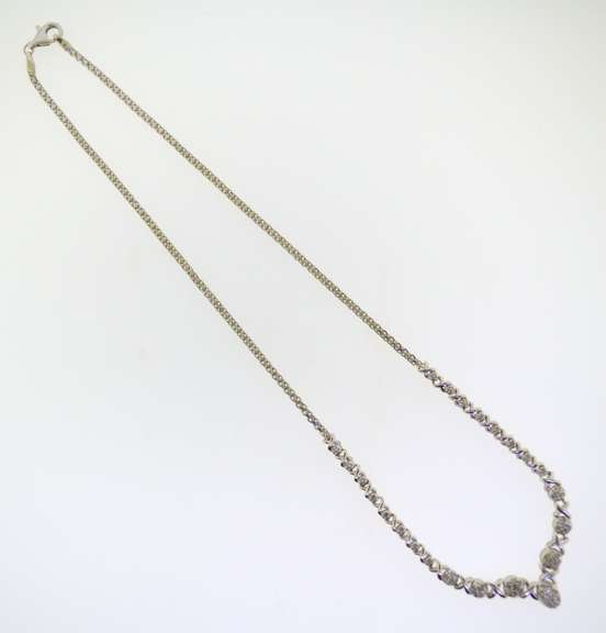 Sterling Silver Beautiful V Necklace With Diamond pave.