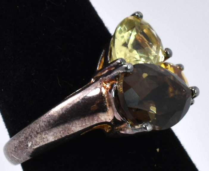 Silver Ring With Quartz And Citrine