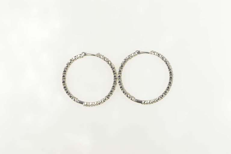 18K White Gold 6.31 Ctw Roberto Coin Diamond Hoop Earrings