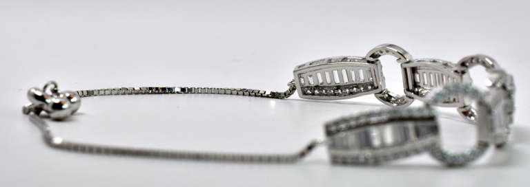Adjustable Sterling Silver Bracelet With White Crystals