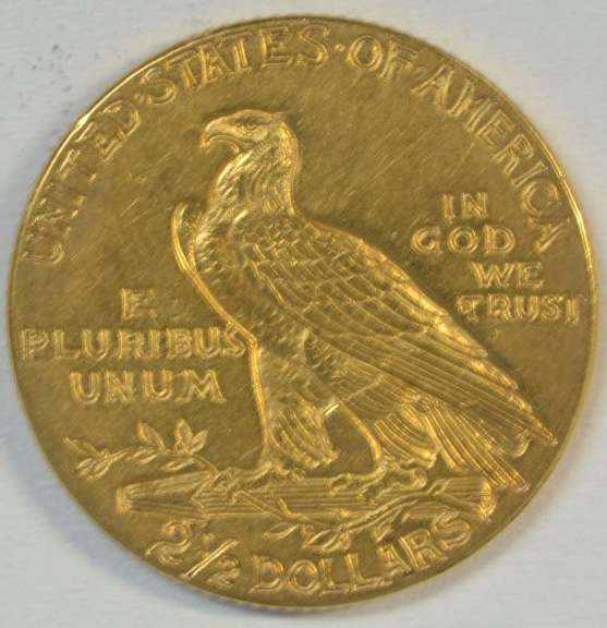 Golden fresh BU 1912 US $2.50 Indian Gold Piece. Better date