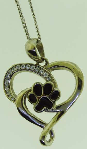 Sterling Silver Paw Heart Necklace