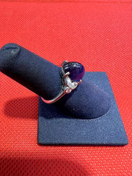 DELICATE 14K WHITE GOLD RING WITH 2.50 CARATS STAR SAPPHIRE