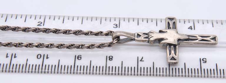 Vintage Italian Sterling Silver Cross Pendant on Chain Necklace