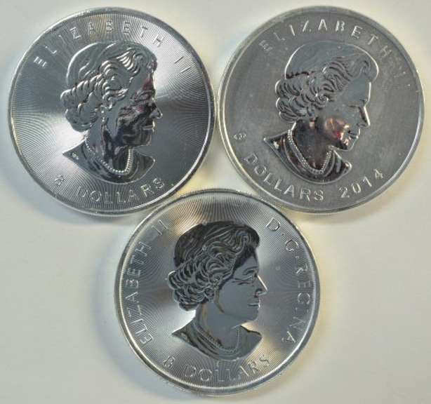 Canada 2014 Arctic Fox, 2015 Polar Bears, & 2016 Gem BU 1.5 oz pure Silver coin