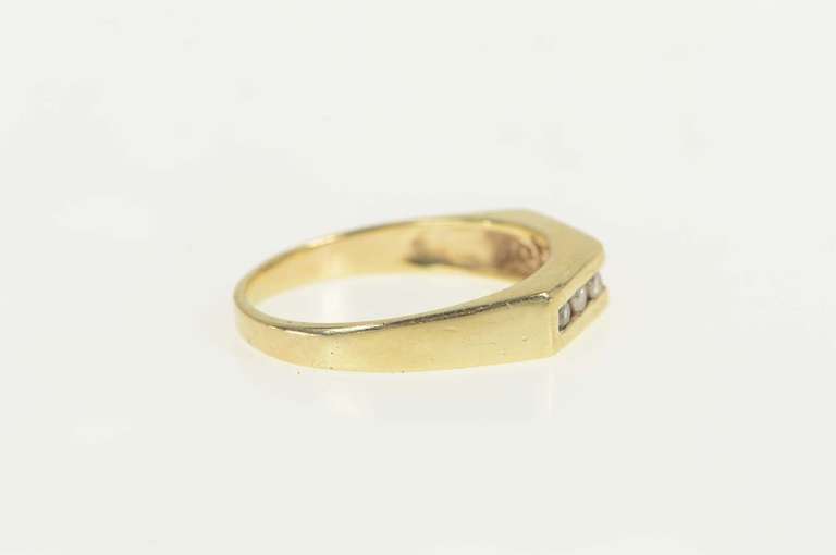14K Yellow Gold Diamond Channel Squared Wedding Band Ring