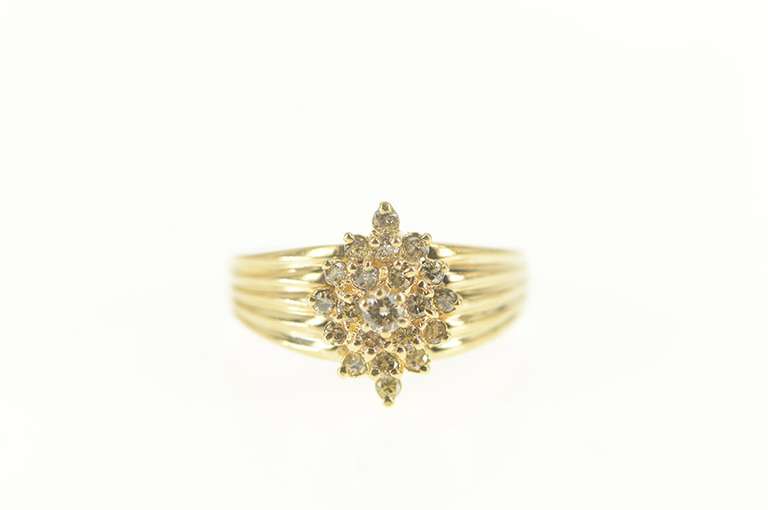 14K Yellow Gold 0.50 Ctw Diamond Marquise Cluster Statement Ring
