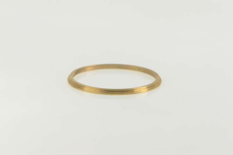 14K Yellow Gold Vintage NOS 1950's 1.3mm Grooved Band Ring