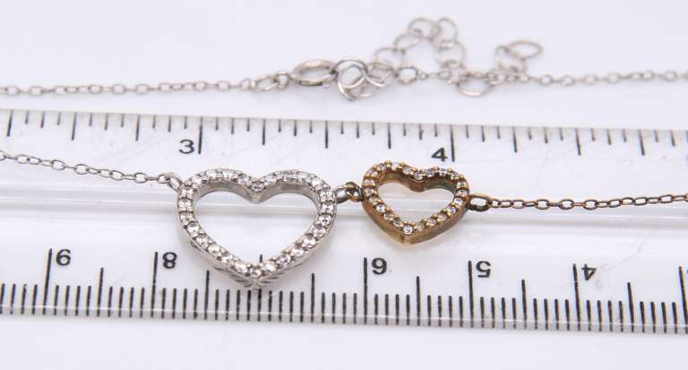 Sterling Silver Double Heart Shaped Pendant on Chain Necklace