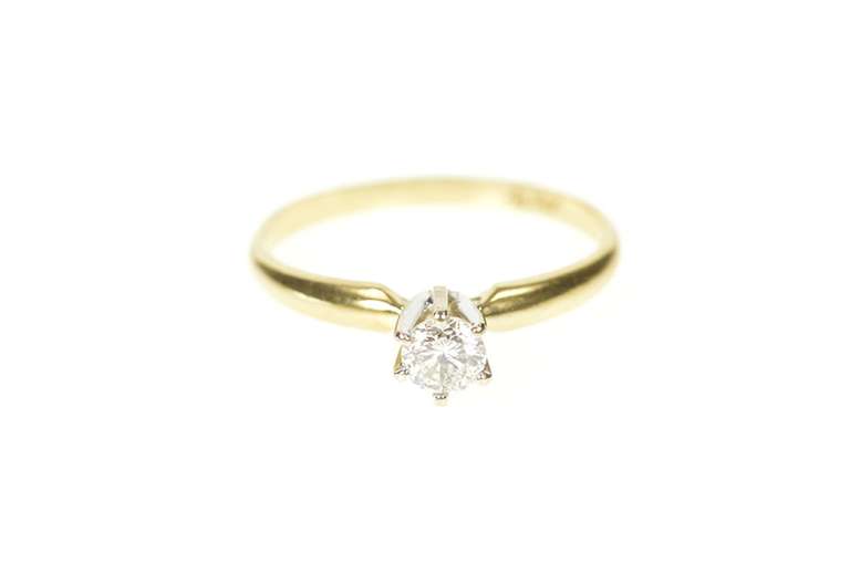 14K Yellow Gold 0.25 Ct Diamond Classic 1950's Engagement Ring