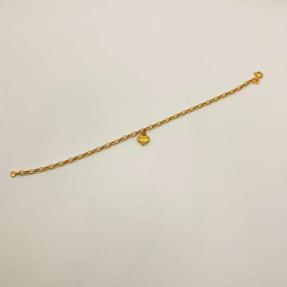 14kt Solid Yellow Gold Heart Bracelet
