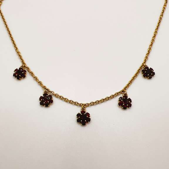 14kt Solid Yellow Gold Pendant Necklace with Garnets