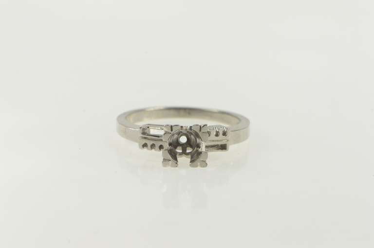 14K White Gold Vintage NOS 1950's 4.7mm Engagement Setting Ring