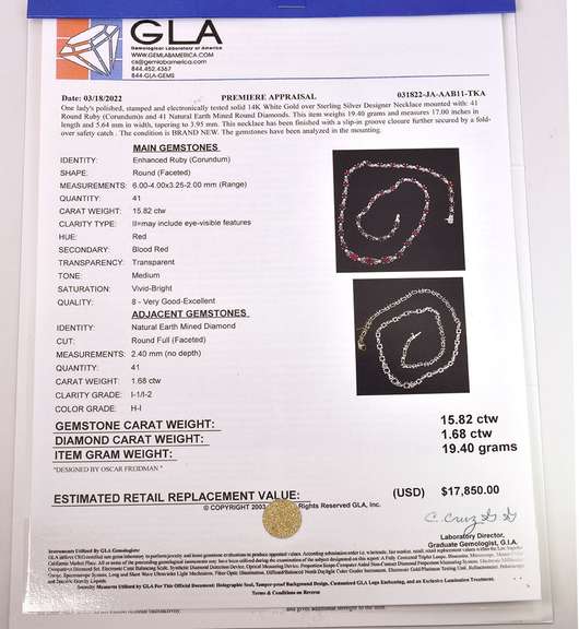 Dashing 15.82CTW Ruby & 1.68CTW Diamond Necklace in Sterling Silver