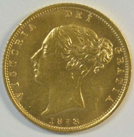 Lovely scarce early 1873 Great Britain Gold Half Sovereign