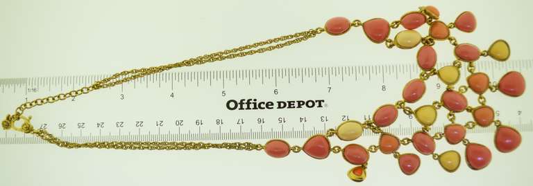 Gold Tone Signed Monet Bubble Y-Necklace