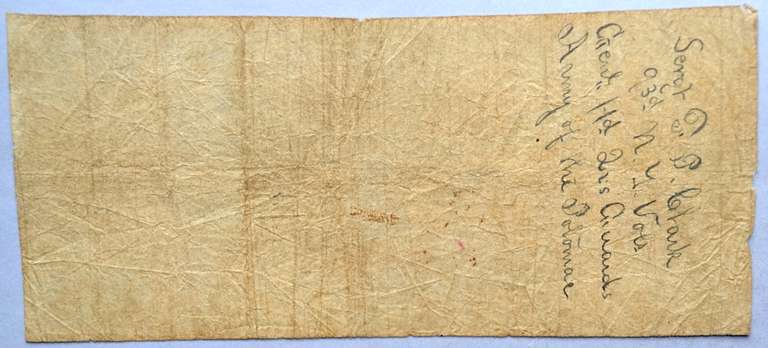 June 2 1862 $1 CSA Note With Union Officer Name on the Reverse