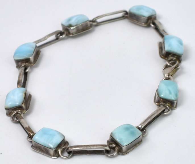 Sterling Silver Bracelet With Milky Blue Stones