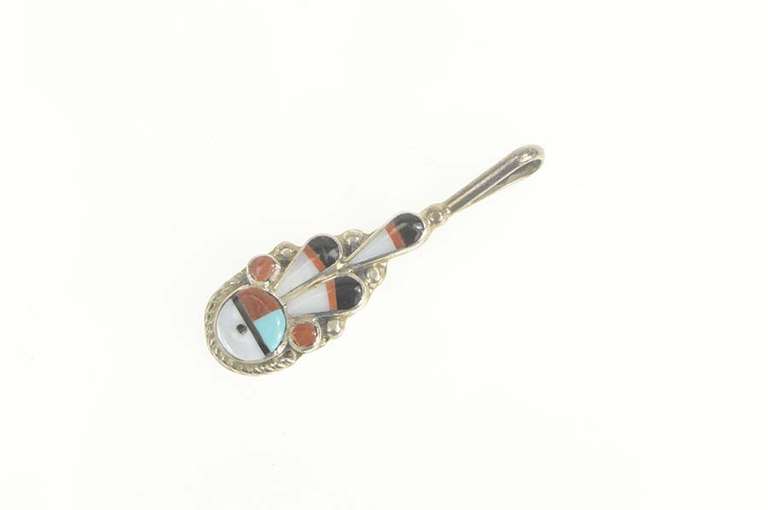Sterling Silver Ruth LonJose Zuni Native American Onyx Pendant
