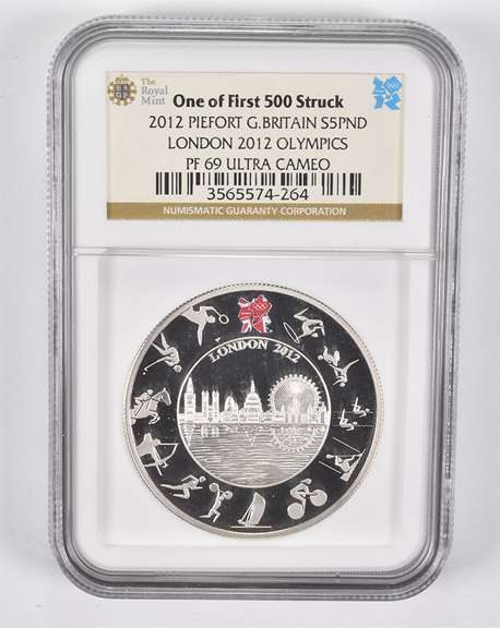 PF69UCAM 2012 Great Britain 5 Pounds Silver 2012 Olympics Piefort NGC