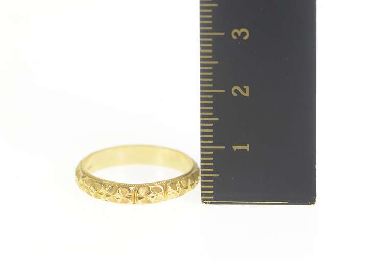 18K Yellow Gold 1940's Orange Blossom Flower Wedding Band Ring