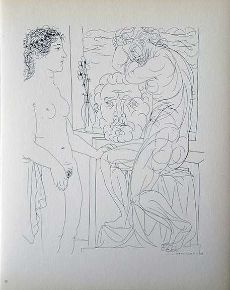 PABLO PICASSO, FEMALE MODEL AND 2 SCULPTURES