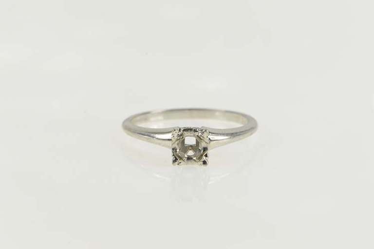 14K White Gold Vintage NOS 1950's Engagement 3.5mm Setting Ring