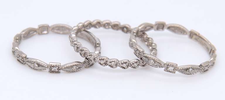 Stunning White Gold Set of 3 Diamond Band Stackables