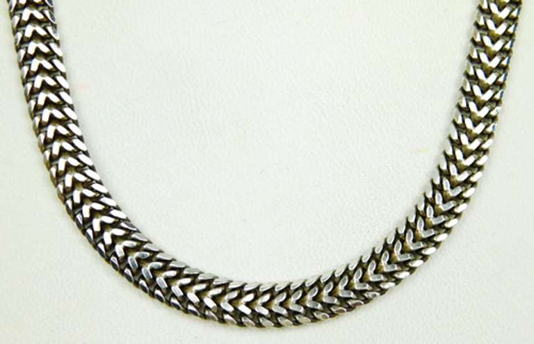 30 Inch Hinged V Link Sterling Silver Necklace