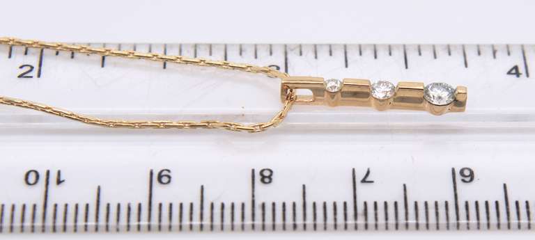 Dazzling Yellow Gold 3 Stone Diamond Journey Pendant on Chain