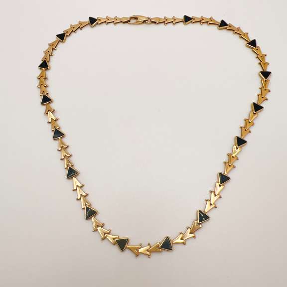 14kt Solid Yellow Gold & Onyx Necklace
